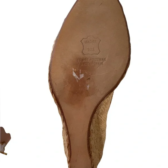 Stuart Weitzman Tan Woven Espadrille Wedge Pumps with Bow - Picture 5 of 7